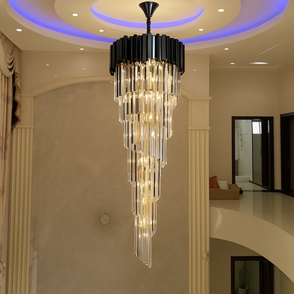 Żyrandol kryształowy BLOIS Ascendere, 28xE14, średnica 60 cm, czarny, regulowana wysokość