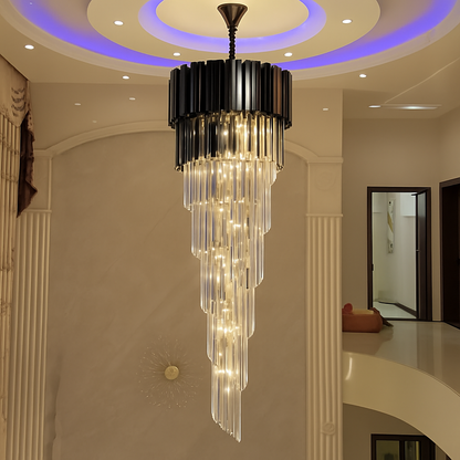 Żyrandol kryształowy BLOIS Ascendere, 28xE14, średnica 60 cm, czarny, regulowana wysokość