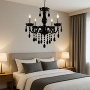 Żyrandol kryształowy ALNWICK Eleganza, 5xE14, średnica 48 cm, czarny, regulowana wysokość