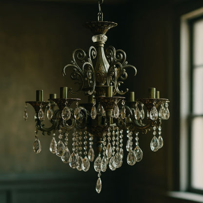 Żyrandol kryształowy SANSSOUCI Magno, 8xE14, średnica 65 cm, antyczny mosiądz 