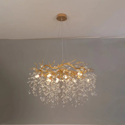 Żyrandol kryształowy WALTZ Rhapsody, 9x G9, złoty, 60 cm, regulowana wysokość