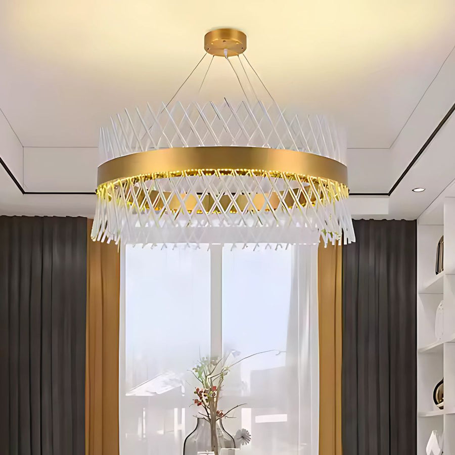 Kryształowy żyrandol ALHAMBRA Eleganza, LED, 93 W, średnica 49 cm, światło ciepłe/zimne/neutralne, ściemnialny, regulowana wysokość, złoty