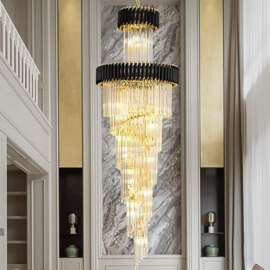 Żyrandol kryształowy VERSAILLES Ascendere 27xE14, średnica 60 cm, błyszczące złoto i czerń, regulowana wysokość 