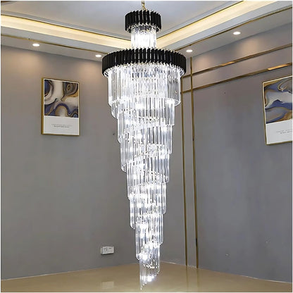 Żyrandol kryształowy VERSAILLES Ascendere 27xE14, średnica 60 cm, błyszczące złoto i czerń, regulowana wysokość 
