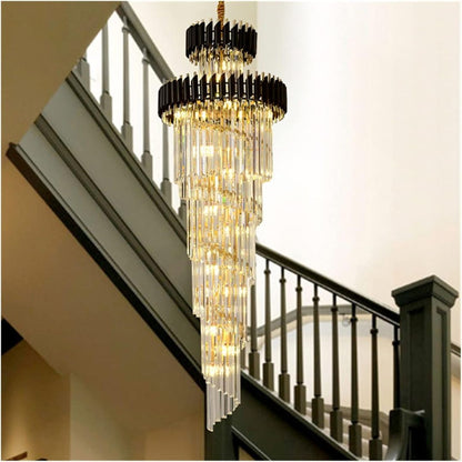 Żyrandol kryształowy VERSAILLES Ascendere 27xE14, średnica 60 cm, błyszczące złoto i czerń, regulowana wysokość 