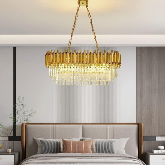 Żyrandol kryształowy VERSAILLES Regalis 10xE14, średnica 80 cm, złoty, regulowana wysokość