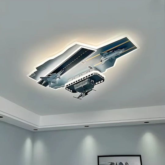 Żyrandol LED AIRCRAFT dla dzieci, 128 W, światło zimne/ciepłe/neutralne, żyrandole dziecięce w kolorze lotniczym szary Domyślny tytuł Alessandro Design