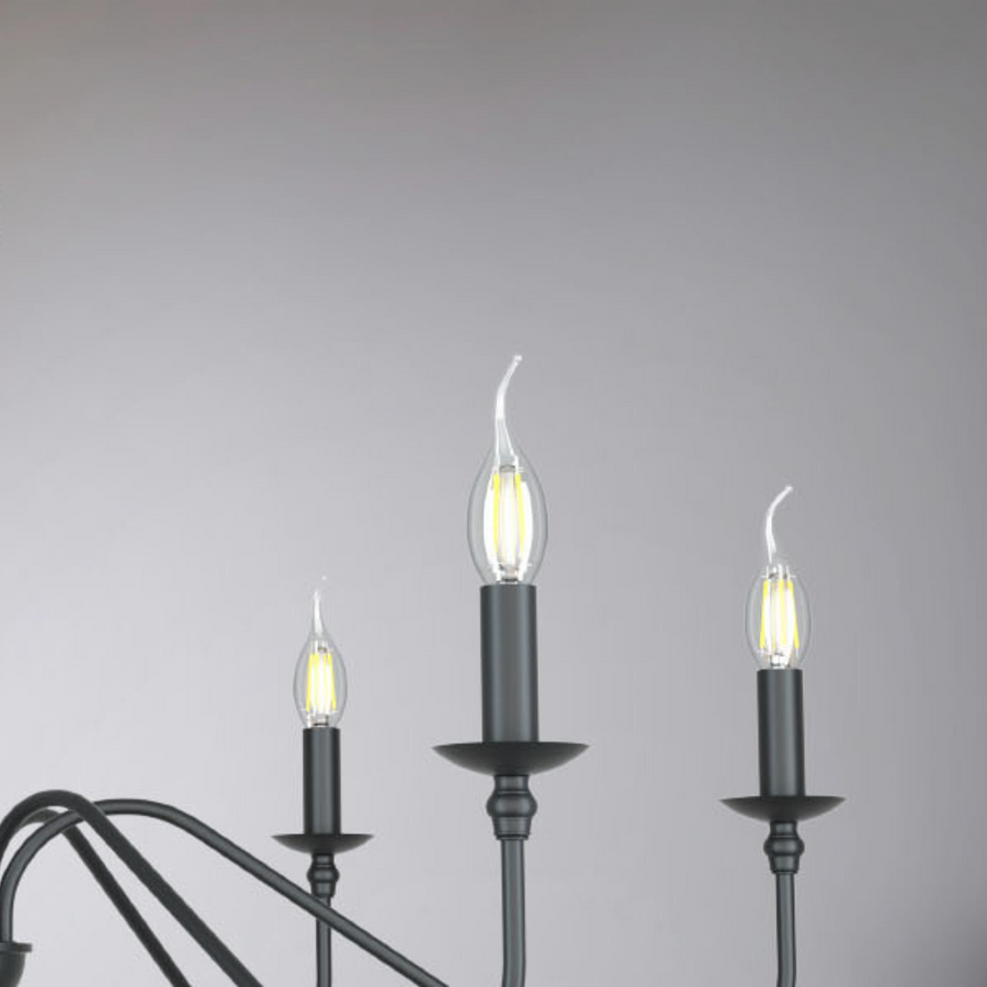 Żyrandol kryształowy Oliveto 6xE14, średnica 63 cm, czarny, regulowana wysokość