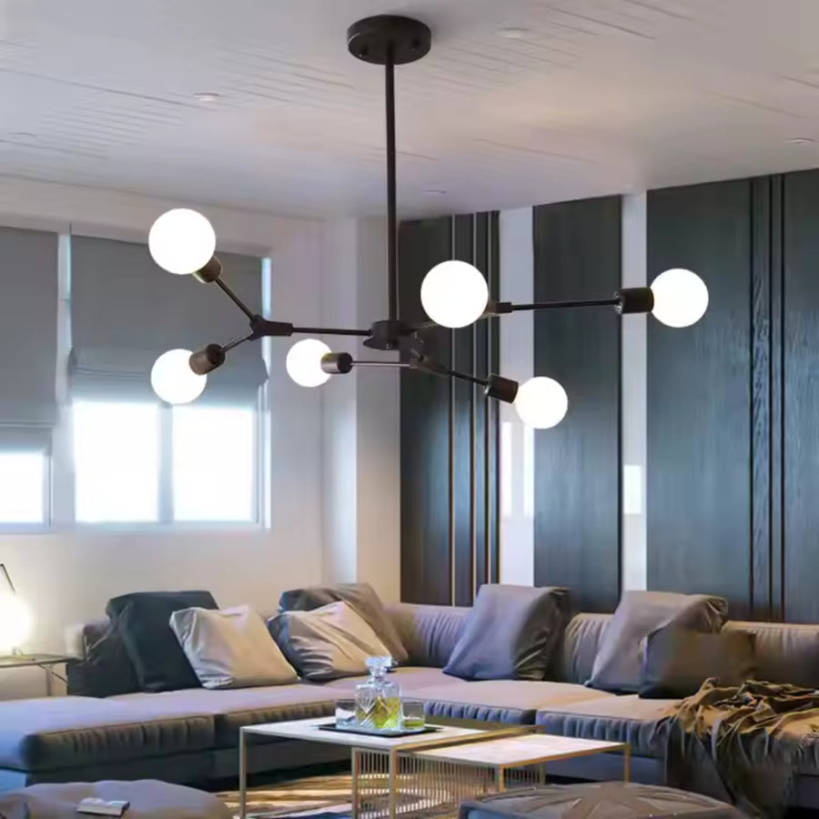 Żyrandol Architek Hexa, 6 x E27, czarny, metalowy