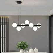 Nowoczesny żyrandol z żarówką LOFT Pavilion, 7x G9, czarno-biały, metalowy, regulowana wysokość