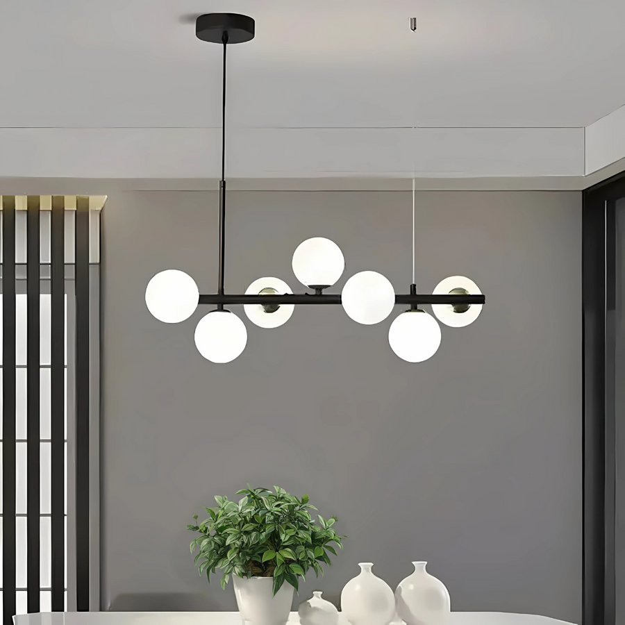 Nowoczesny żyrandol z żarówką LOFT Pavilion, 7x G9, czarno-biały, metalowy, regulowana wysokość