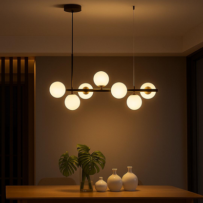 Nowoczesny żyrandol z żarówką LOFT Pavilion, 7x G9, czarno-biały, metalowy, regulowana wysokość