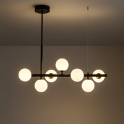 Nowoczesny żyrandol z żarówką LOFT Pavilion, 7x G9, czarno-biały, metalowy, regulowana wysokość