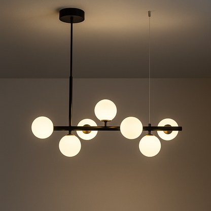 Nowoczesny żyrandol z żarówką LOFT Pavilion, 7x G9, czarno-biały, metalowy, regulowana wysokość