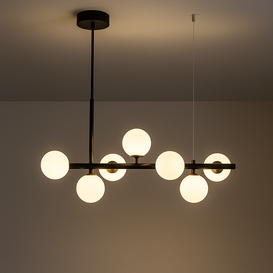Nowoczesny żyrandol z żarówką LOFT Pavilion, 7x G9, czarno-biały, metalowy, regulowana wysokość