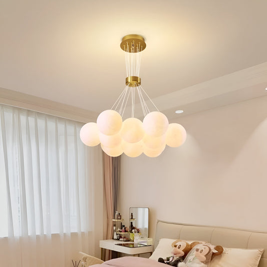 NOWOCZESNY żyrandol, wiszący, LOFT BAGLIORE, kula, 11xE27, regulowana wysokość, złoty