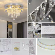 Żyrandol okrągły LED Alberico, 20 W, zimne/ciepłe/neutralne światło, kryształ, błyszczący chrom