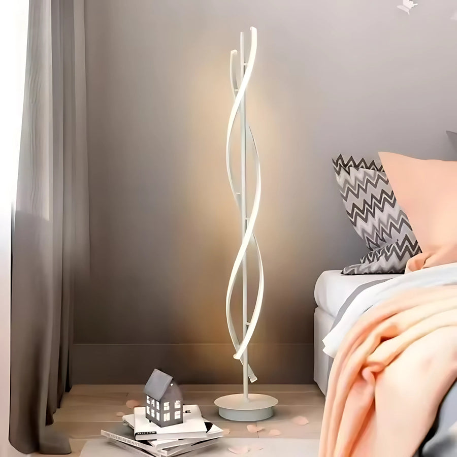 Lampa podłogowa LED Upsilon, 48 W, zimne/ciepłe/neutralne światło, metal i akryl, kolor biały
