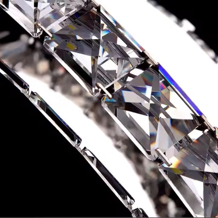 Żyrandol LED PRISM Antea, pilot zdalnego sterowania, 40 W, kryształ i metal, ściemnialny, regulowana wysokość, zimne/ciepłe/neutralne światło