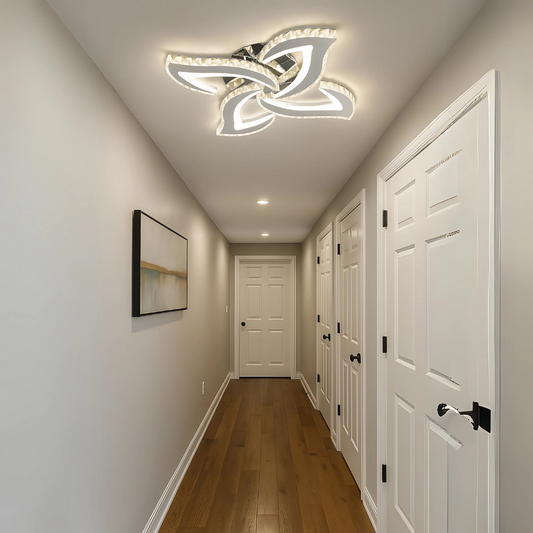 Żyrandol LED Alejandro z pilotem, 73 W, 4 klosze, ściemnialne światło zimne/ciepłe/neutralne, chrom