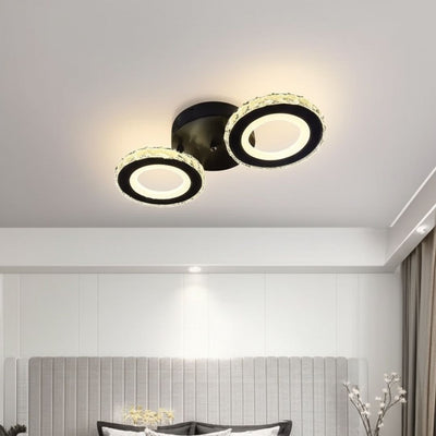 Żyrandol LED z pilotem i kryształem NOVA ROTONDA 29W, 2 okręgi, światło zimne/ciepłe/neutralne, ściemnialny, czarny 