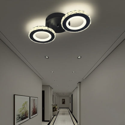 Żyrandol LED z pilotem i kryształem NOVA ROTONDA 29W, 2 okręgi, światło zimne/ciepłe/neutralne, ściemnialny, czarny 