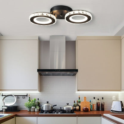 Żyrandol LED z pilotem i kryształem NOVA ROTONDA 29W, 2 okręgi, światło zimne/ciepłe/neutralne, ściemnialny, czarny 