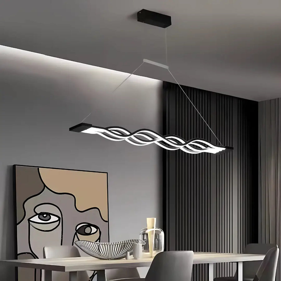 Żyrandol wiszący LED z pilotem WAVE, 100 W, regulowana wysokość, zimne/ciepłe/neutralne światło, ściemnialny, czarny