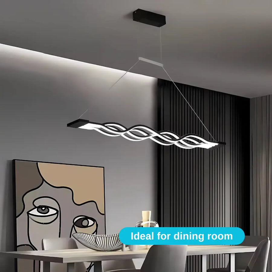 Żyrandol wiszący LED z pilotem WAVE, 100 W, regulowana wysokość, zimne/ciepłe/neutralne światło, ściemnialny, czarny