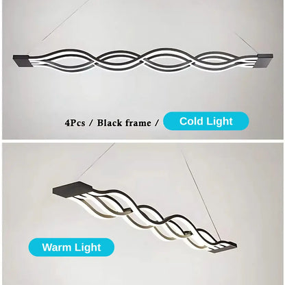 Żyrandol wiszący LED z pilotem WAVE, 100 W, regulowana wysokość, zimne/ciepłe/neutralne światło, ściemnialny, czarny