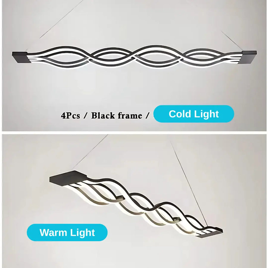 Żyrandol wiszący LED z pilotem WAVE, 100 W, regulowana wysokość, zimne/ciepłe/neutralne światło, ściemnialny, czarny