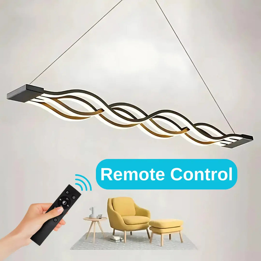 Żyrandol wiszący LED z pilotem WAVE, 100 W, regulowana wysokość, zimne/ciepłe/neutralne światło, ściemnialny, czarny