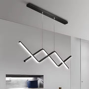 Żyrandol wiszący LED ZIGZAG 48W z pilotem, zimne/ciepłe/neutralne światło, ściemnialny, czarny, regulowana wysokość