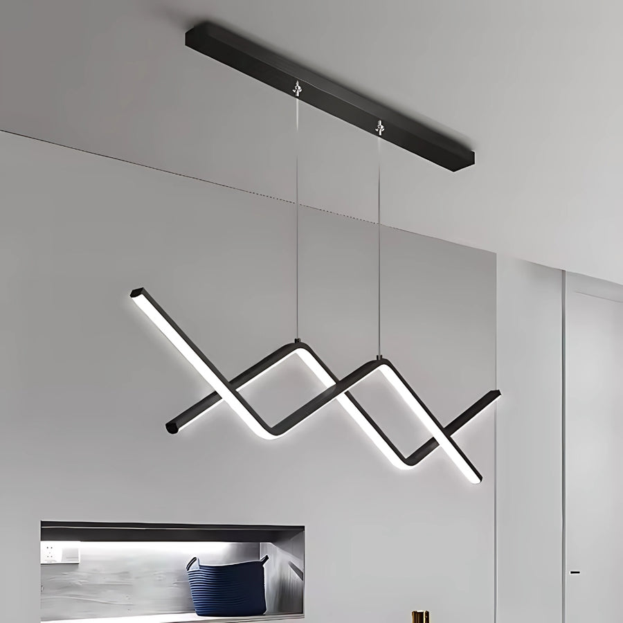 Żyrandol wiszący LED ZIGZAG 48W z pilotem, zimne/ciepłe/neutralne światło, ściemnialny, czarny, regulowana wysokość