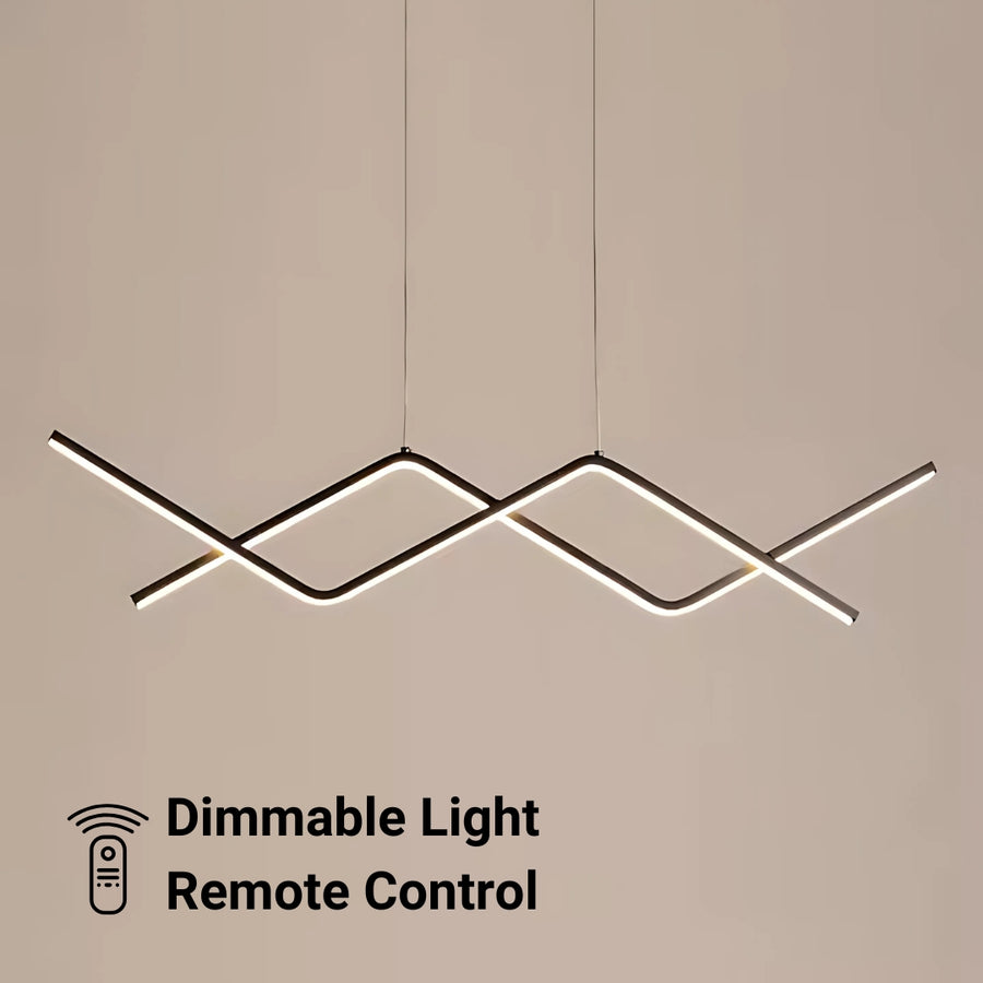 Żyrandol wiszący LED ZIGZAG 48W z pilotem, zimne/ciepłe/neutralne światło, ściemnialny, czarny, regulowana wysokość