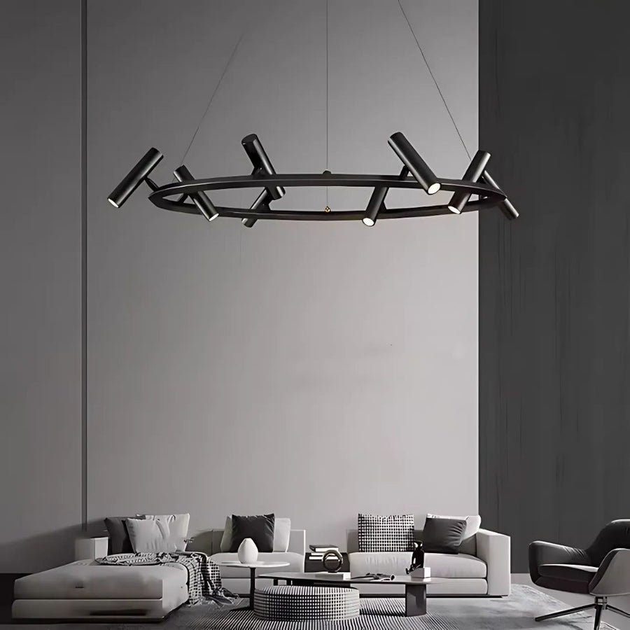 Żyrandol LED z pilotem Harman, 29 W, 8 źródeł światła, światło neutralne, czarny