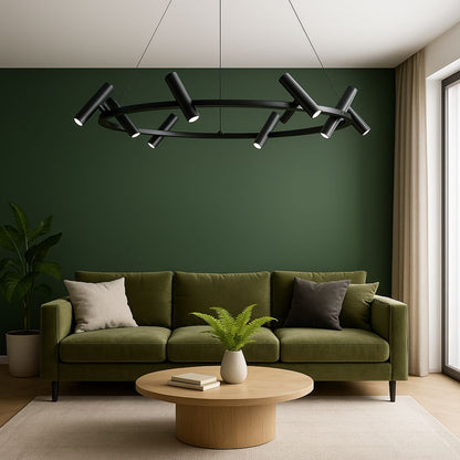 Żyrandol LED z pilotem Harman, 29 W, 8 źródeł światła, światło neutralne, czarny