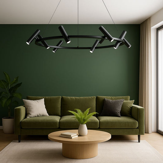 Żyrandol LED z pilotem Harman, 29 W, 8 źródeł światła, światło neutralne, czarny