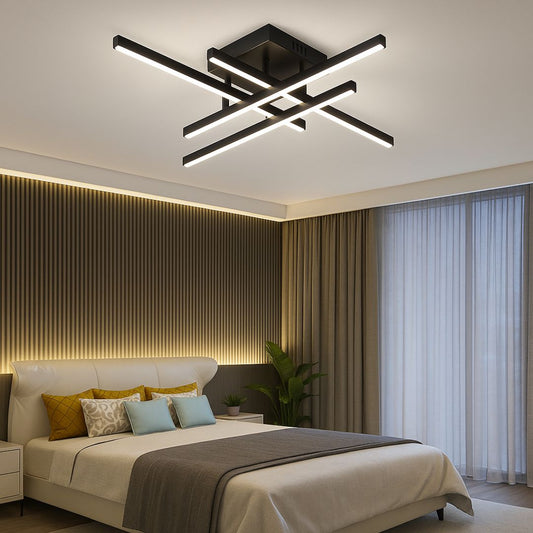Żyrandol LED z pilotem Aroldo, 43 W, ściemnialny, czarny
