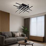 Żyrandol LED z pilotem Aroldo, 90 W, 8 elementów, światło zimne/ciepłe/neutralne, ściemnialny, czarny