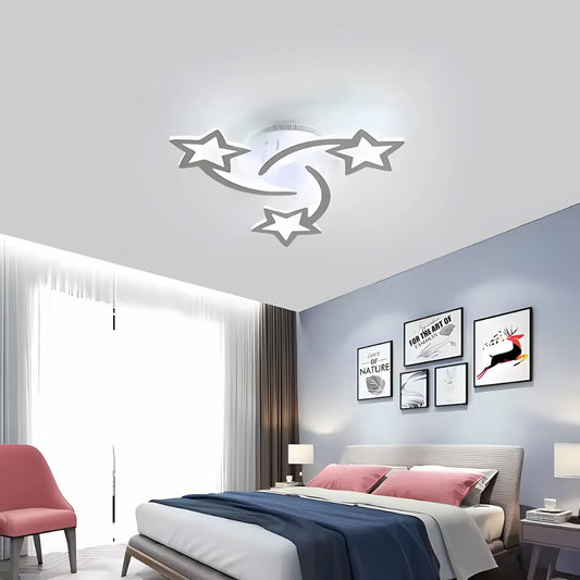 Żyrandol LED z pilotem IPOMOEA, 56W, 3 gwiazdki, zimne/ciepłe/neutralne światło, ściemnialny, biały 