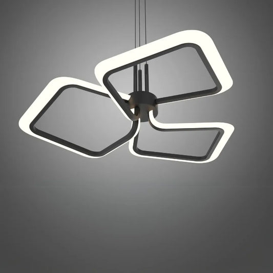 Żyrandol wiszący LED z pilotem RIMINI 51W, 3 kwadraty, światło zimne/ciepłe/neutralne, ściemnialny, czarny
