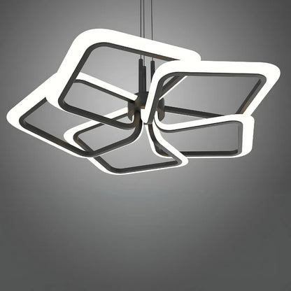 Żyrandol wiszący LED z pilotem RIMINI 85W, 5 kwadratów, światło zimne/ciepłe/neutralne, ściemnialny, czarny