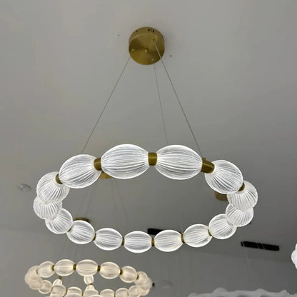 LED żyrandol zawieszony z pilotem Fausto II, 43 W, zimno/gorące/neutralne światło, niestabilna, regulowana wysokość, złoto