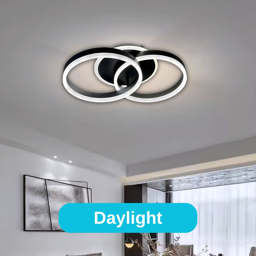 Żyrandol LED z pilotem RIGA LILITH 55 W, 2 okręgi, światło zimne/ciepłe/neutralne, ściemnialny, czarny