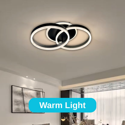 Żyrandol LED z pilotem RIGA LILITH 55 W, 2 okręgi, światło zimne/ciepłe/neutralne, ściemnialny, czarny