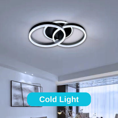 Żyrandol LED z pilotem RIGA LILITH 55 W, 2 okręgi, światło zimne/ciepłe/neutralne, ściemnialny, czarny