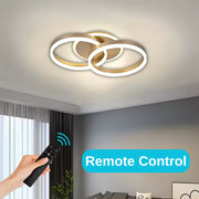 Żyrandol LED DARIO 55W z pilotem, 2 okręgi, światło zimne/ciepłe/neutralne, ściemnialny, złoty 