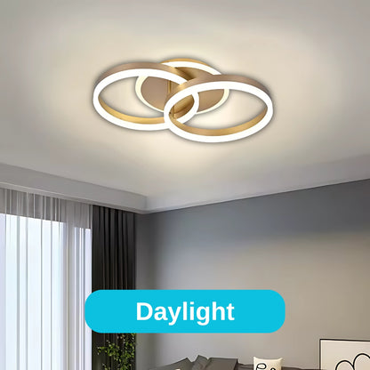 Żyrandol LED DARIO 55W z pilotem, 2 okręgi, światło zimne/ciepłe/neutralne, ściemnialny, złoty 