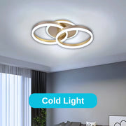 Żyrandol LED DARIO 55W z pilotem, 2 okręgi, światło zimne/ciepłe/neutralne, ściemnialny, złoty 